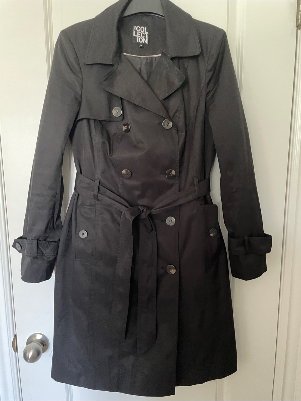 The Collection, Debenhams Black Double-Breasted Trench Coat with Waist Tie